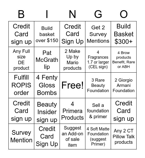 Selling Frenzy Bingo Card