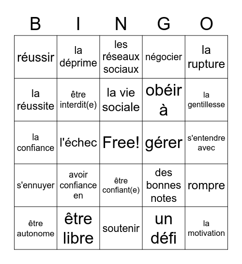 Besoins + Problèmes 2020 (F4) Bingo Card