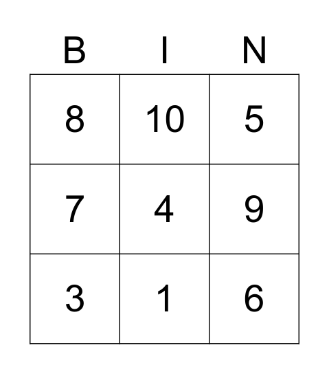 Los Numeros Bingo Card
