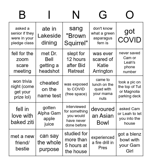 Feast of Roses Bingo Card