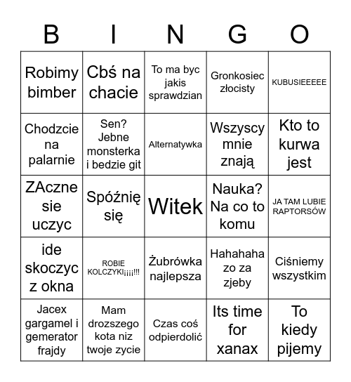 Karolina Bingo Card