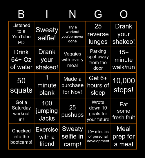 FIT-TOBER BINGO 🍁🎃 Bingo Card