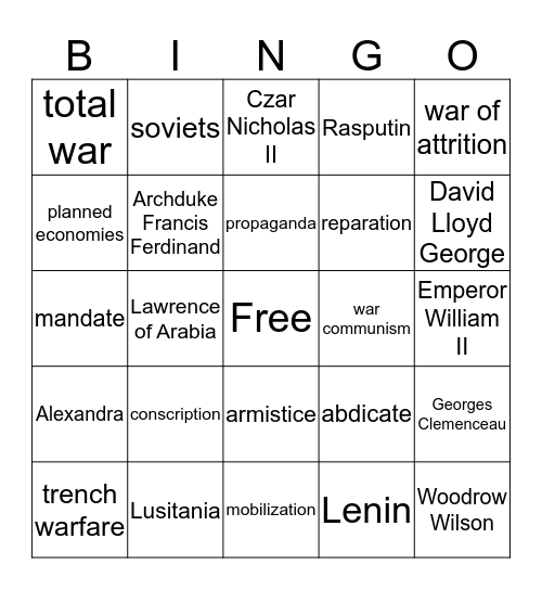 Chapter 27 9th grade Bingo Card