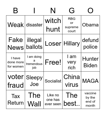 Debate Bingo Card