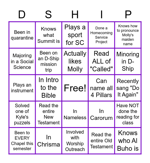 D-SHIP BINGO Card