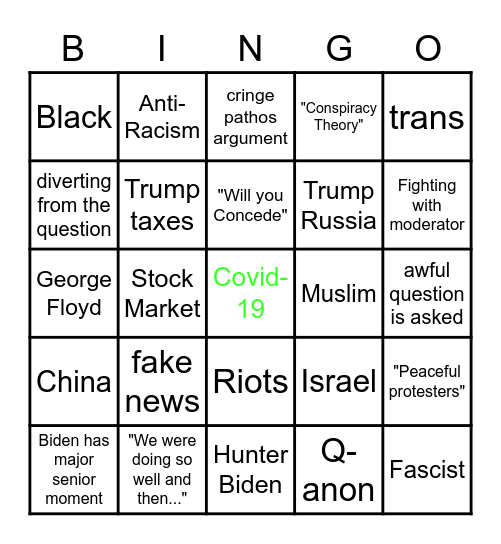 Trump VS Biden Bingo Card