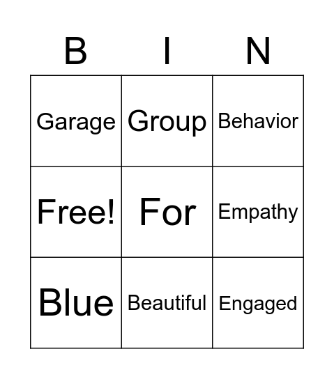 Vocabulary Bingo Card