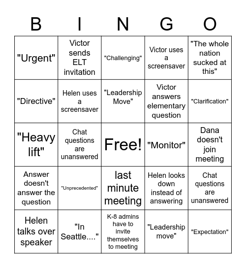 ELT BINGO Card