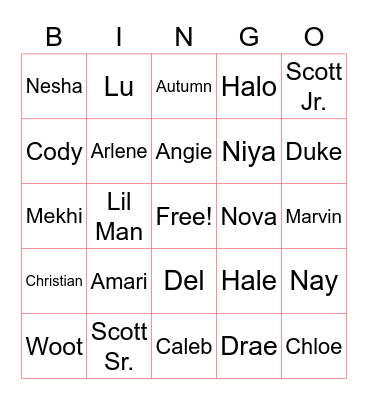Del's Birthday Bingo Card
