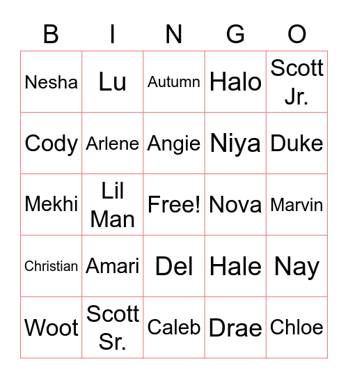 Del's Birthday Bingo Card