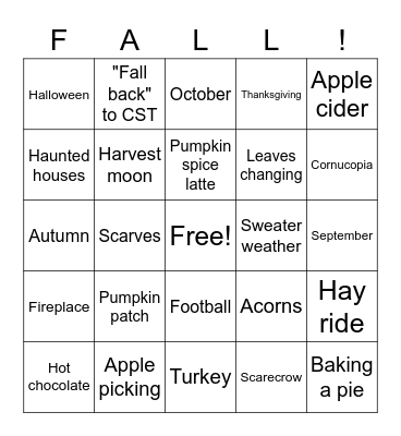 Fall-Themed Bingo! Bingo Card