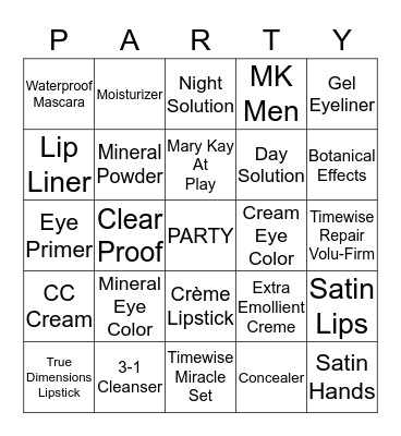 Mary Kay Bingo Card
