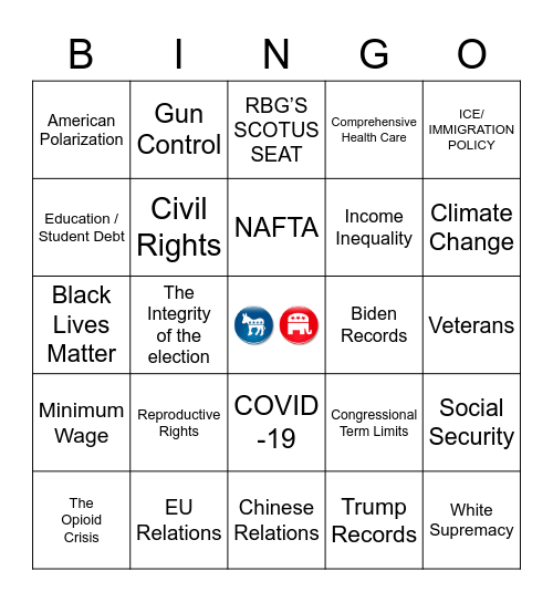 Debate Bingo 1234 Bingo Card