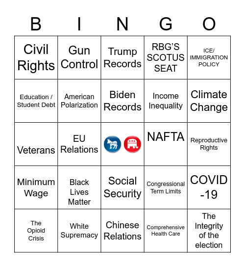Debate Bingo 123456 Bingo Card