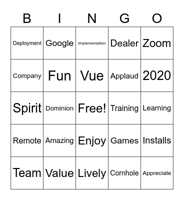 Customer Service Week 2020 Bingo Card