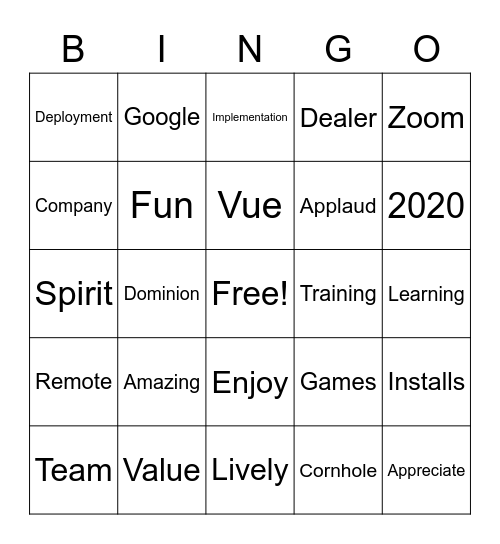 Customer Service Week 2020 Bingo Card