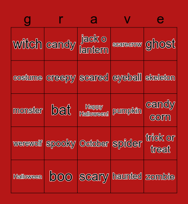 halloween Bingo Card