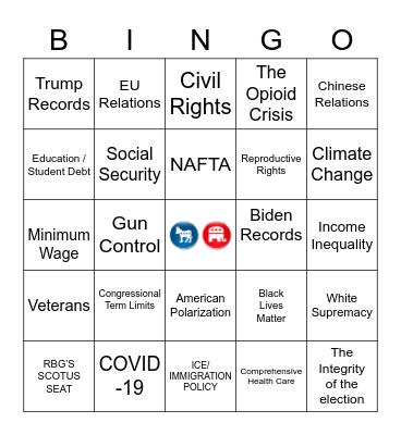 Debate Bingo 1234567 Bingo Card
