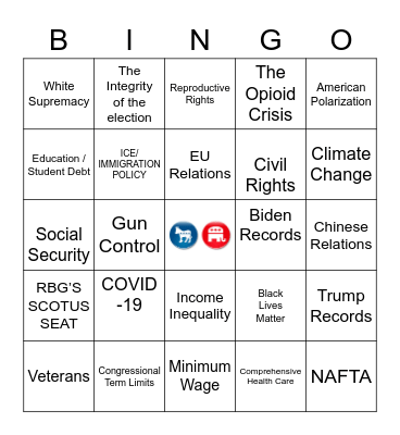 Debate Bingo 12345678 Bingo Card