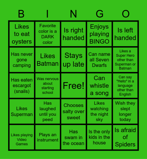 Get to Know You BINGO Card