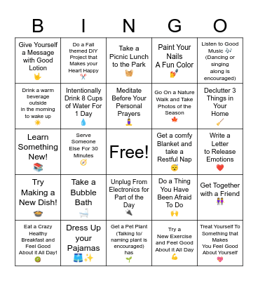 Self Love BINGO Card