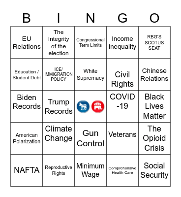 Debate Bingo 123456789 Bingo Card