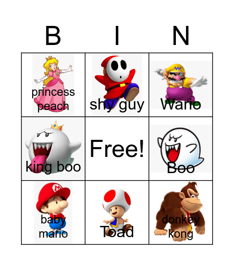 Mario Bingo Card