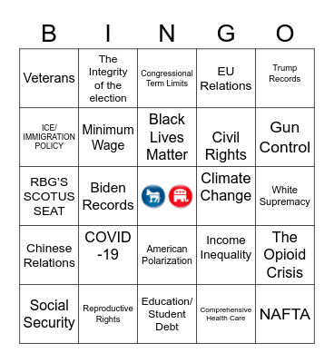 Debate Bingo 12345678910 Bingo Card