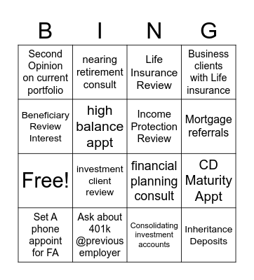 401K BINGO! Bingo Card