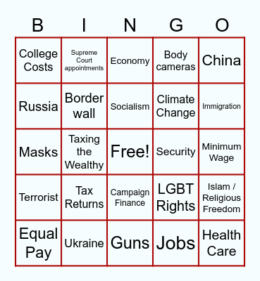 Debate Bingo Card