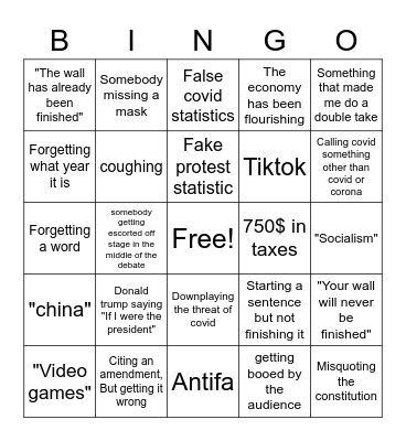 Presidential Bingo Card