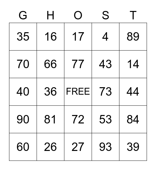 HALLOWEEN Bingo Card