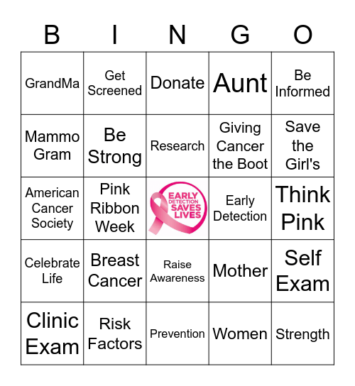 Giving Cancer the Boot Bingo Card