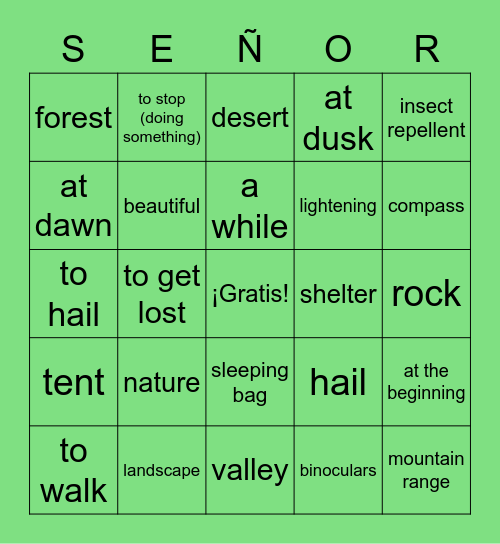 1A Vocabulario Bingo Card