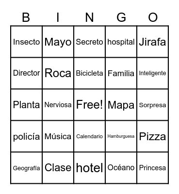 Cognates Bingo Card