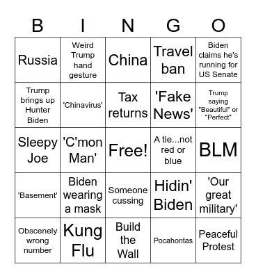 First Debate Party 2020! Bingo Card