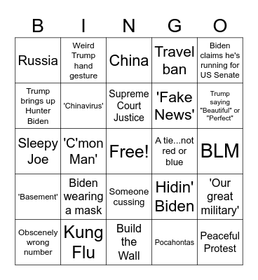 First Debate Party 2020! Bingo Card