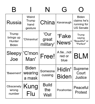 First Debate Party 2020! Bingo Card