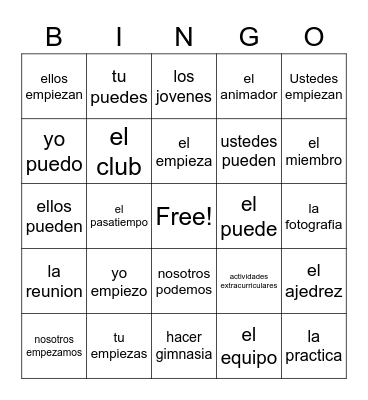 Chapter 1 - Card Set 1 Bingo Card