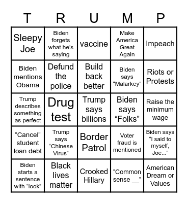 DEBATE BINGO Card