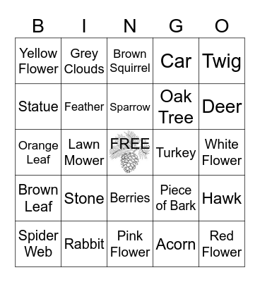 Nature Hunt Bingo Card