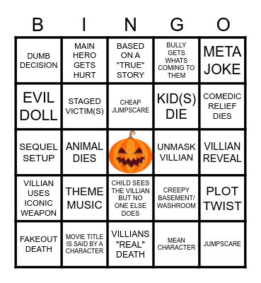 HORROR BINGO Card