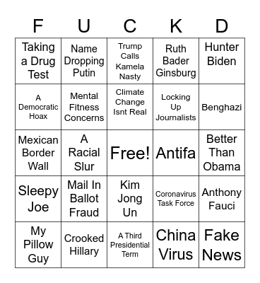 Presidential Debate Bingo Card