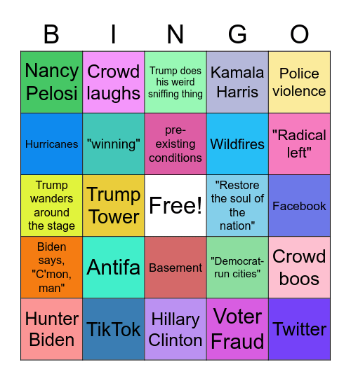 Presidential Debate 2020 v2 Bingo Card