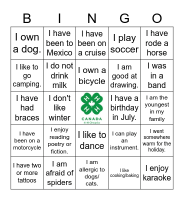 Ice-Breaker Bingo Card