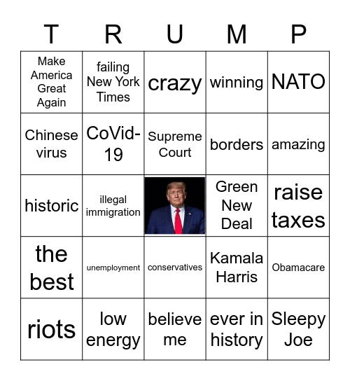 2020 Presidential Debate Bingo Card