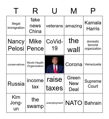 2020 Presidential Debate Bingo Card