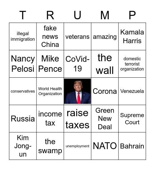 2020 Presidential Debate Bingo Card