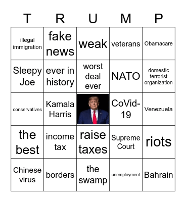 2020 Presidential Debate Bingo Card