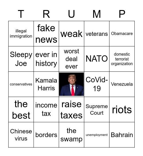 2020 Presidential Debate Bingo Card